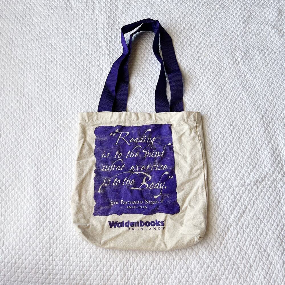 Vintage 1990s Waldenbooks Brentano's Canvas Tote Bag Book